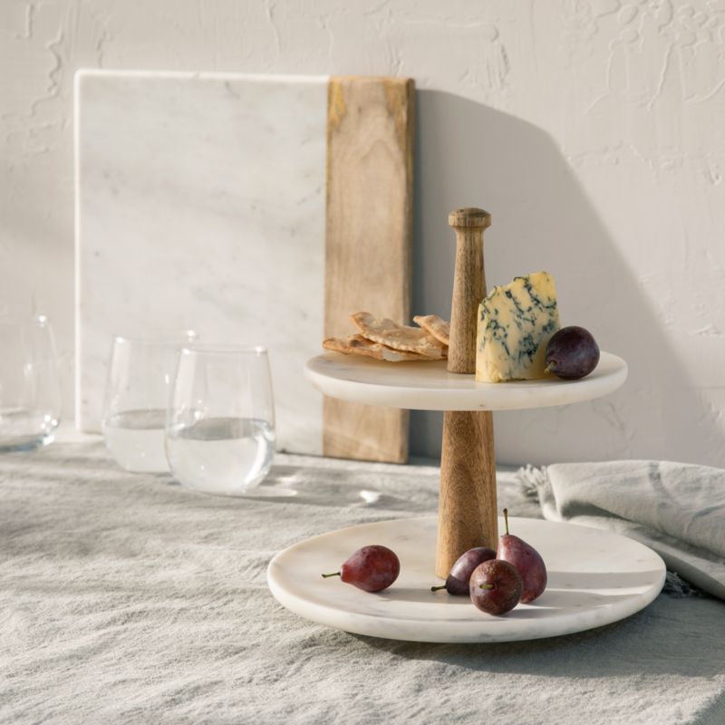 Wood Marble 2-Tier Server - image 2 of 15