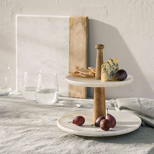 Wood Marble 2-Tier Server