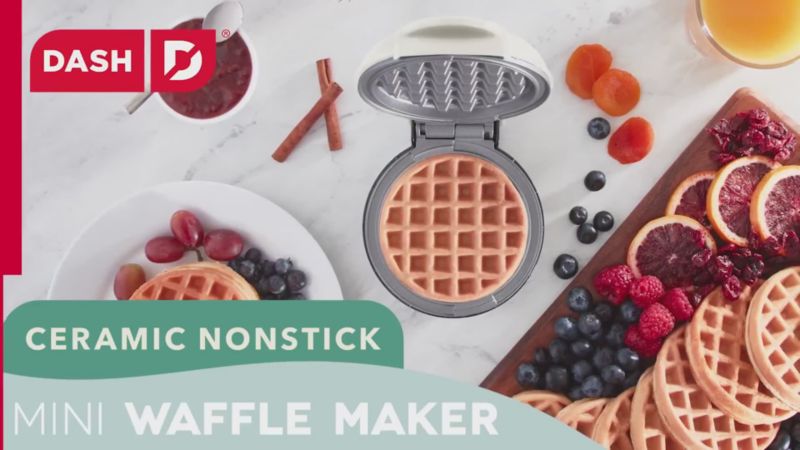 Play Dash ® Cream Mini Waffle Maker with Ceramic Nonstick Plates - video 1 of 1