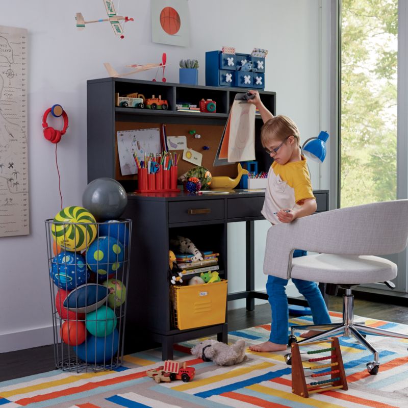 Parke Charcoal Wood 2-Drawer Kids Desk