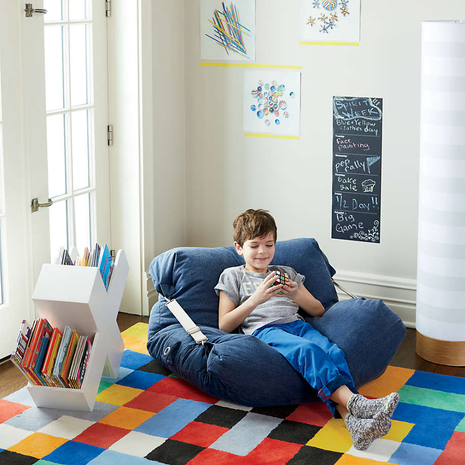 Kids Blue Bean Bag Bed Chair Reviews Crate Kids