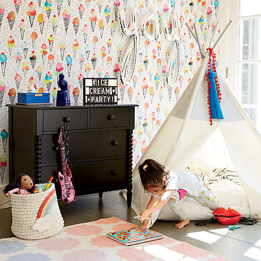 Jenny Lind 37" Black Wood Narrow 4-Drawer Kids Dresser