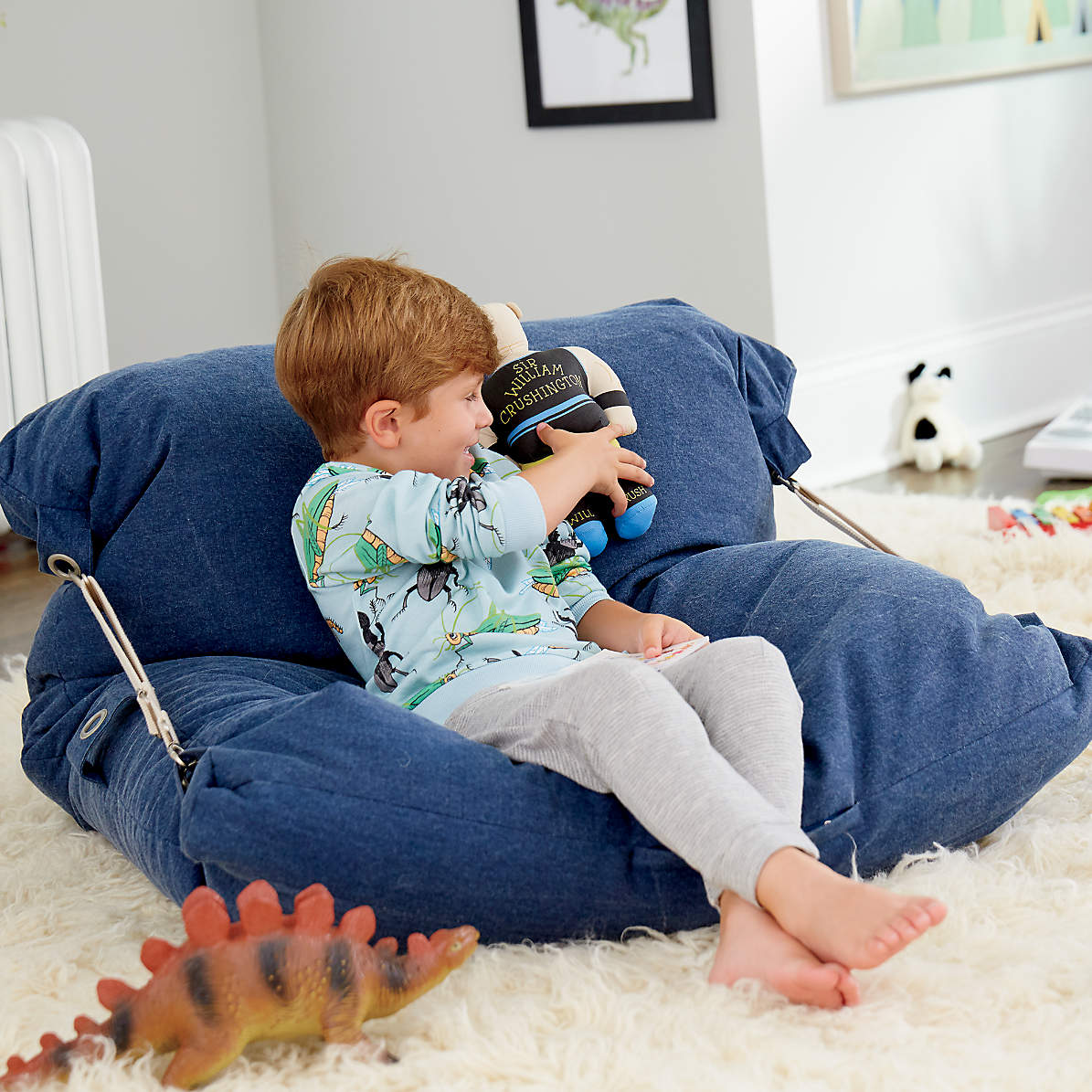 Kids Blue Bean Bag Bed Chair Reviews Crate Kids