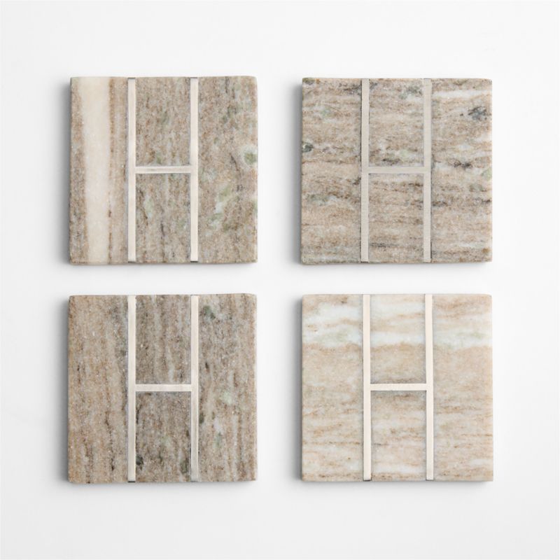 Tuscan Kitchen Marble "H" Monogram Coasters, Set of 4 - image 3 of 4
