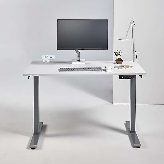 Humanscale ® eFloat Go 2.0 White Adjustable Standing Charging Desk (48"-60")