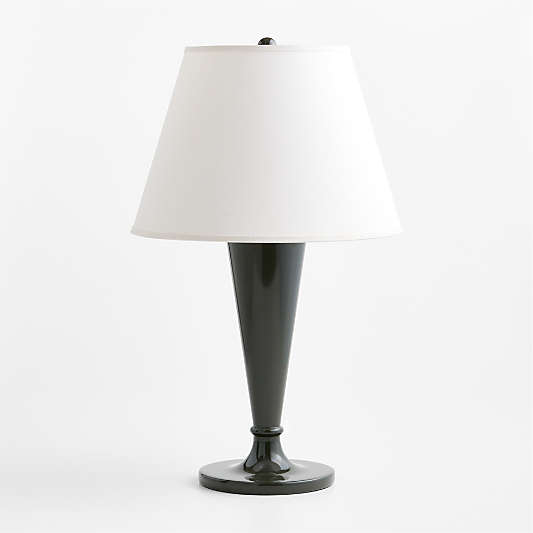 Haddon Dark Green Metal Table Lamp with Fabric Shade 27"