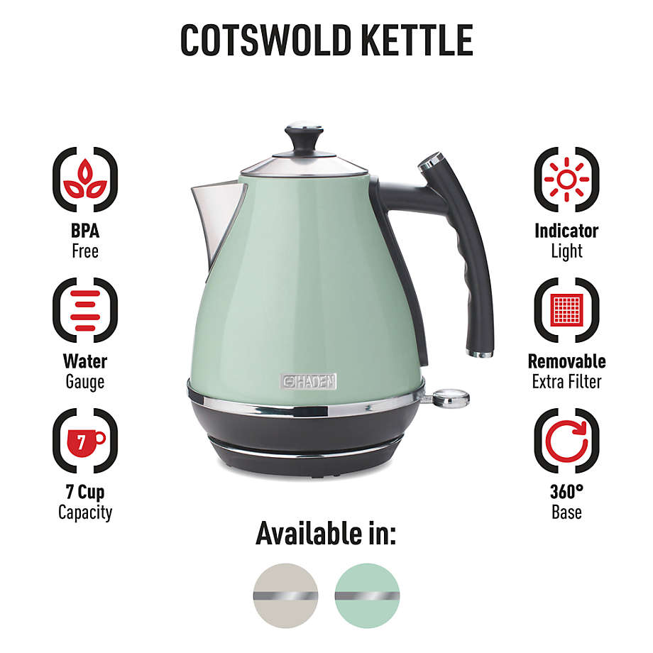 HADEN Cotswold Sage Green Electric Tea Kettle + Reviews