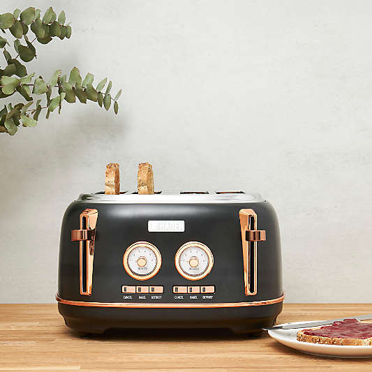 HADEN Dorset Black and Copper 4-Slice Toaster