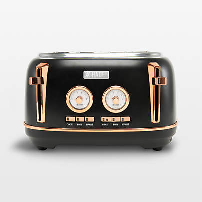 HADEN Dorset Black and Copper 4-Slice Toaster