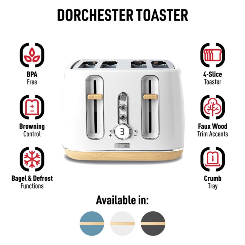 HADEN Dorchester 4- Slice Matte White Toaster - image 5 of 9