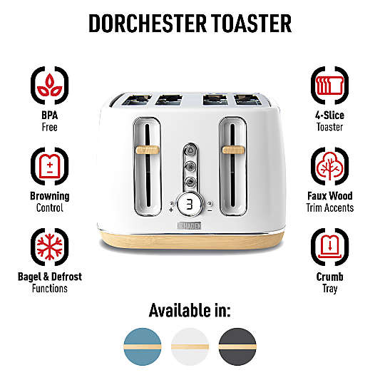 HADEN Dorchester 4- Slice Matte White Toaster