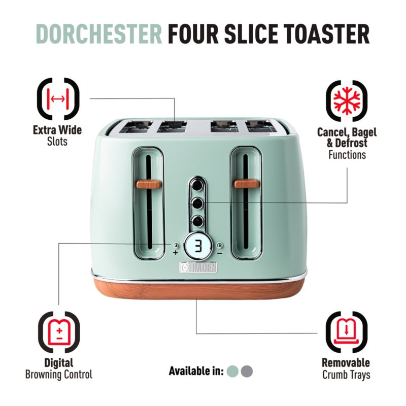 HADEN Dorchester Silt Green 4-Slice Toaster - image 6 of 10