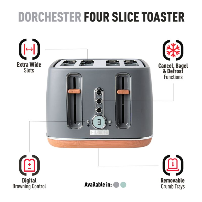 HADEN Dorchester Pebble Grey 4-Slice Toaster