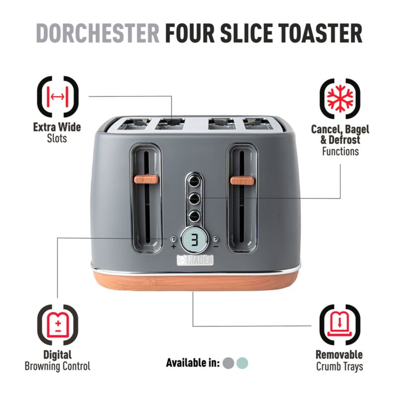 HADEN Dorchester Pebble Grey 2 Slice Toaster Reviews Crate Barrel