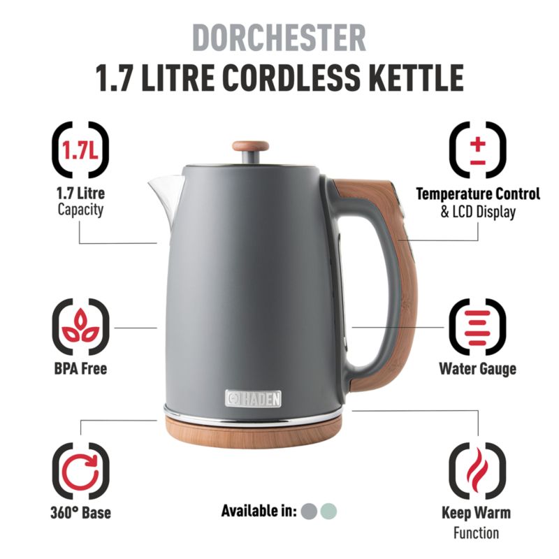 HADEN Dorchester Pebble Grey Electric Tea Kettle - image 5 of 10