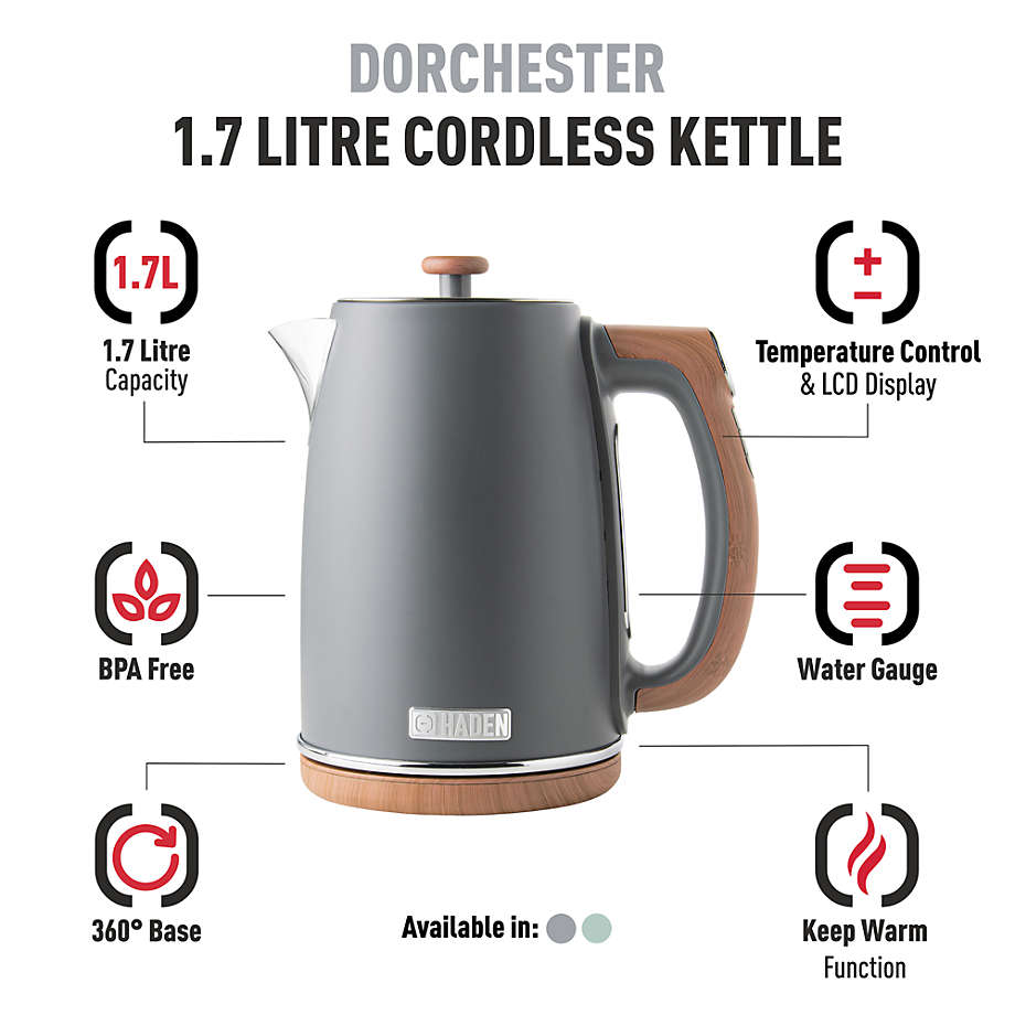 HADEN Dorchester Silt Green Electric Tea Kettle + Reviews