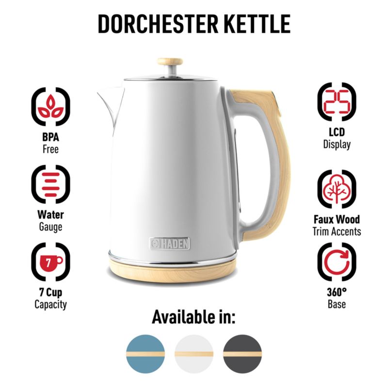 HADEN Dorchester Matte White Variable Temperature Programmable Electric Tea Kettle - image 2 of 9