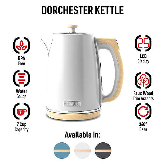 HADEN Dorchester Matte White Variable Temperature Programmable Electric Tea Kettle