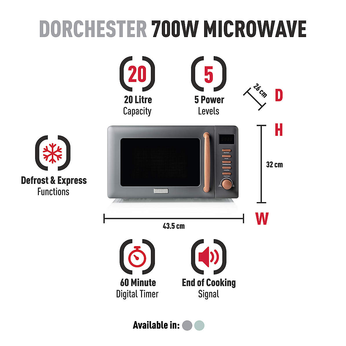 HADEN Dorchester Silt Green Compact Microwave + Reviews