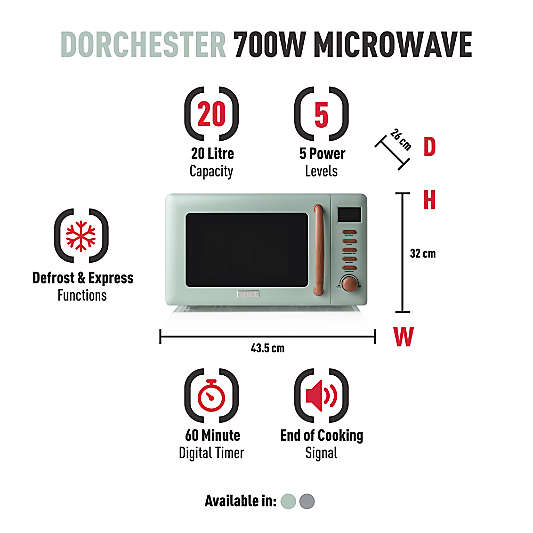 HADEN Dorchester Silt Green Compact Microwave