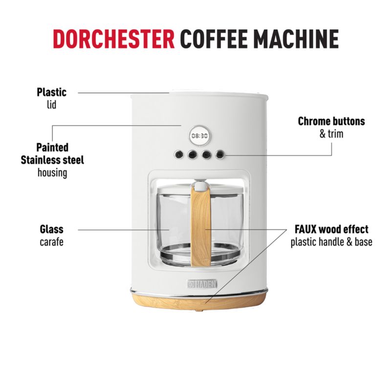 HADEN Dorchester Ultra Matte White Programmable Drip Coffee Maker - image 12 of 11