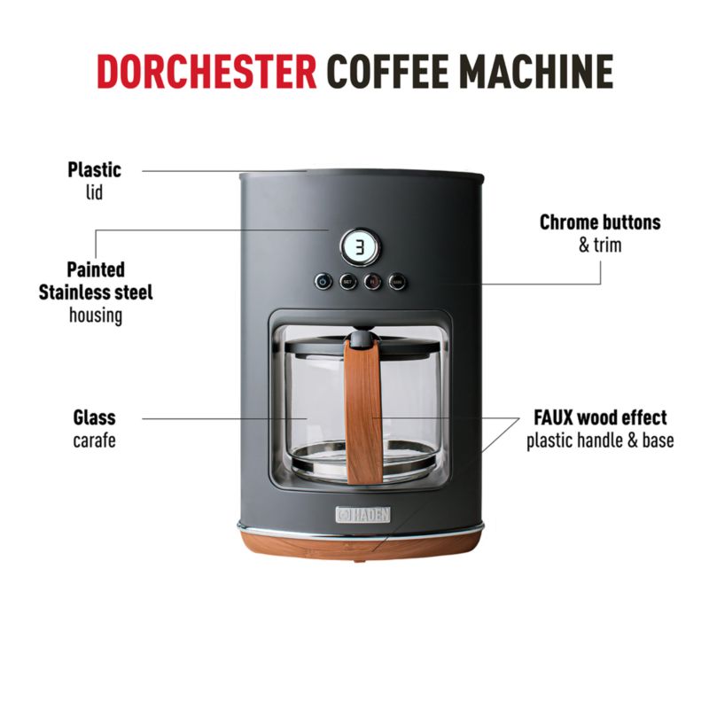 HADEN Dorchester Ultra Pebble Grey 10Cup Programmable Drip Coffee Maker + Reviews Crate