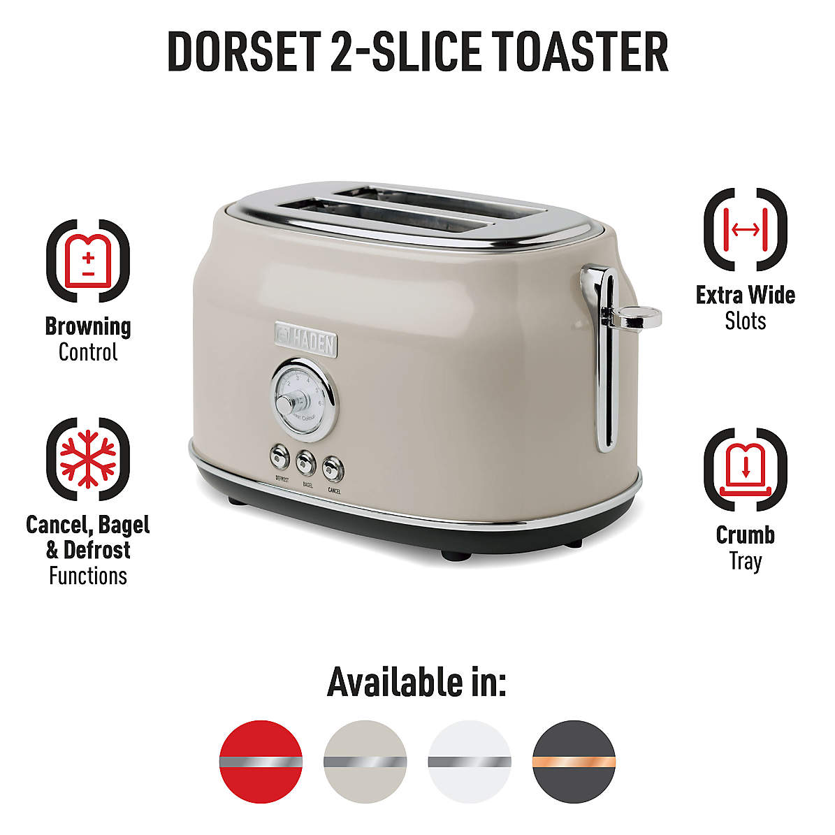 HADEN Dorset Putty Beige 2-Slice Toaster + Reviews | Crate 