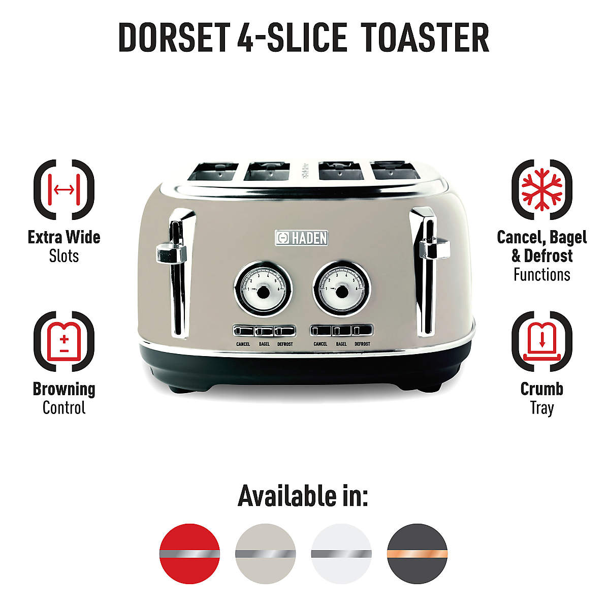 HADEN Dorchester Matte White 4-Slice Toaster + Reviews