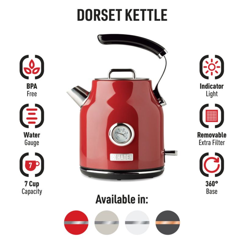 HADEN Dorset Red Electric Tea Kettle - image 5 of 8