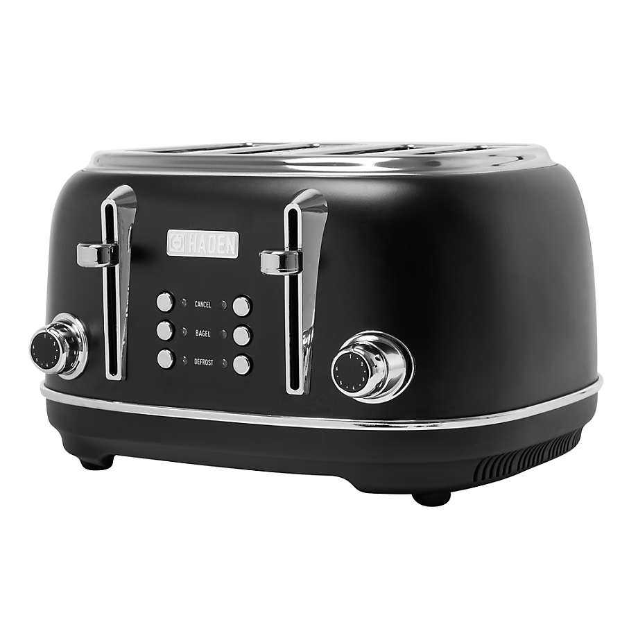 HADEN Heritage Black and Chrome 4-Slice Toaster + Reviews | Crate & Barrel