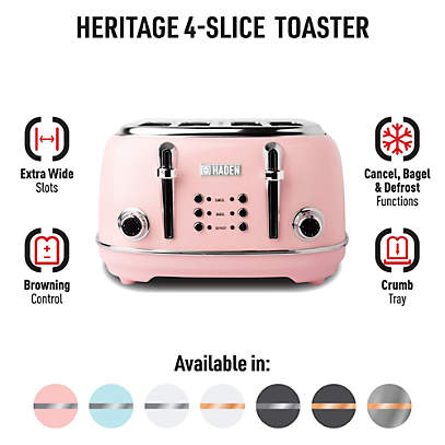 Haden Heritage English Rose Pink 4-Slice Toaster