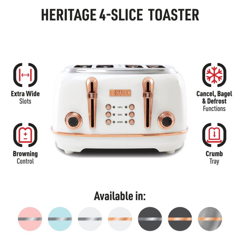 HADEN Heritage Ivory and Copper 4-Slice Toaster - image 2 of 9