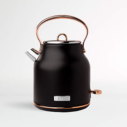Haden Black and Copper Heritage Electric Tea Kettle + Reviews | Crate & Barrel