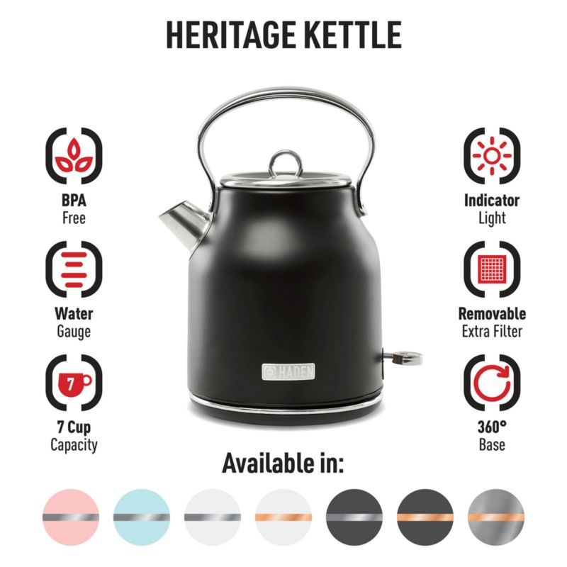 HADEN Heritage Black and Chrome Electric Tea Kettle - image 5 of 11