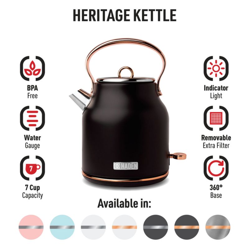 HADEN Heritage Black and Copper Electric Tea Kettle - image 5 of 10