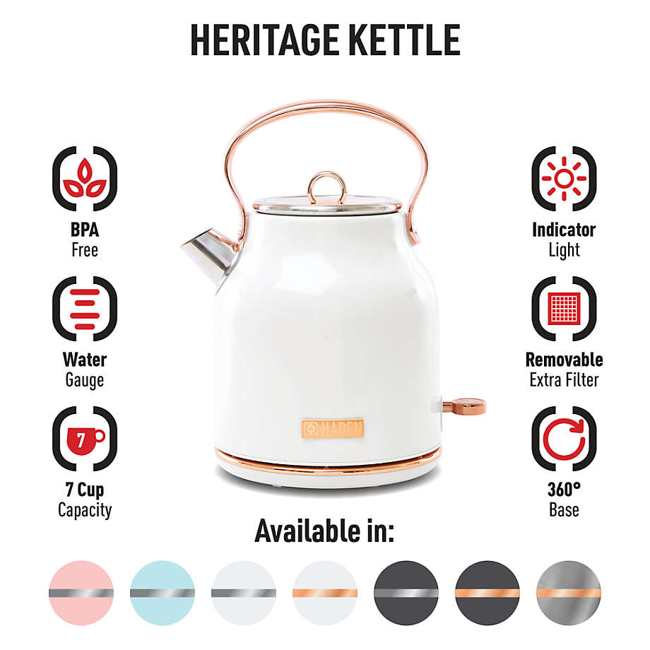 Haden Heritage 1.7l Stainless Steel Electric Kettle, Coffee, Tea &  Espresso, Furniture & Appliances
