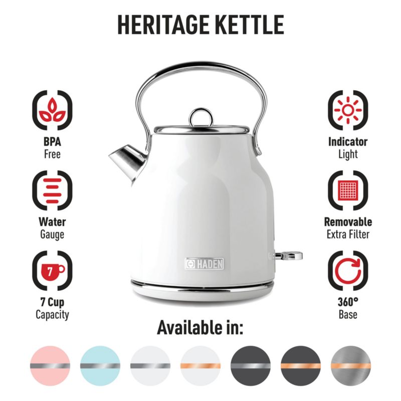 HADEN Heritage Ivory Electric Tea Kettle Reviews Crate Barrel Canada