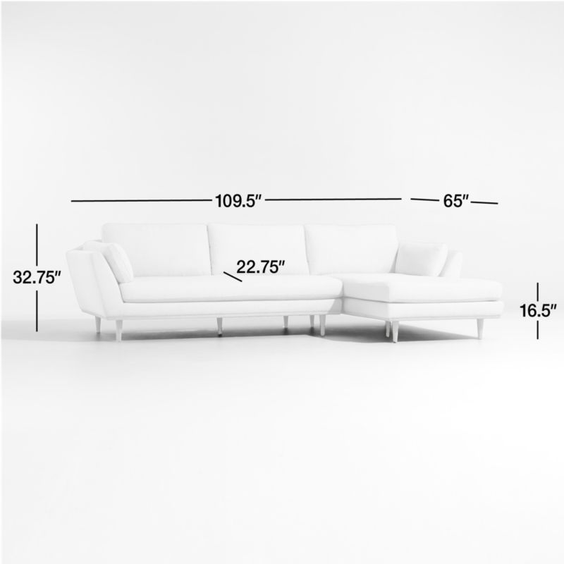 View Hague Mid-Century 2-Piece Right-Arm Chaise Sectional Sofa - image 3 of 7