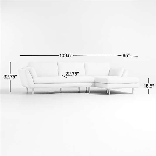 Hague Mid-Century 2-Piece Right-Arm Chaise Sectional Sofa