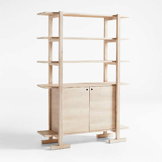 Haldeman Pine Wood Bookcase with Cabinet by Leanne Ford