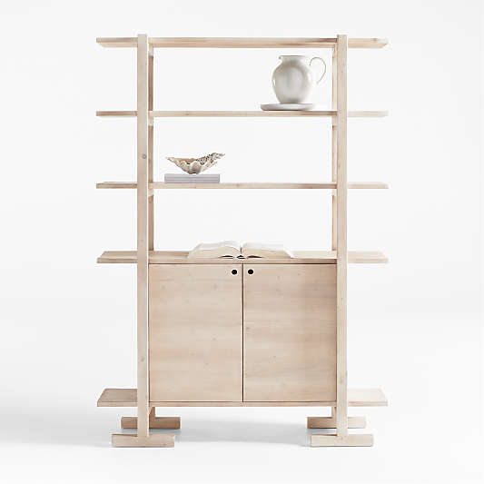 Haldeman Pine Wood Bookcase with Cabinet by Leanne Ford