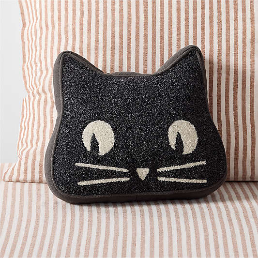 Halloween Cat Shaped Kids Throw Pillow by Joan Anderson