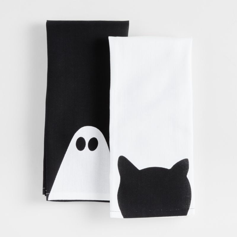 Black & White Halloween Kitchen Towels, Set of 2 + Reviews Crate & Barrel