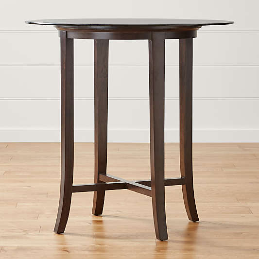 Halo Ebony Round High Dining Table with 42" Glass Top