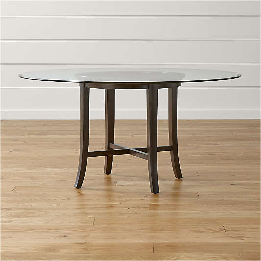 Halo Ebony Round Dining Table with 60" Glass Top