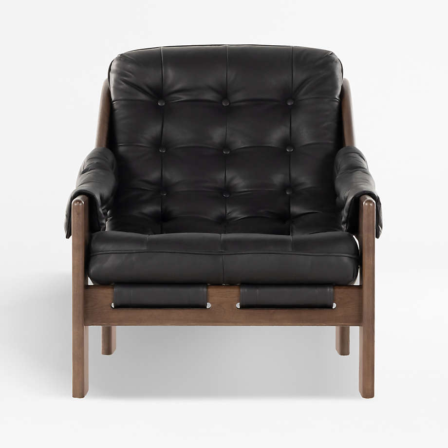 Halston Tufted Black Leather Accent Chair