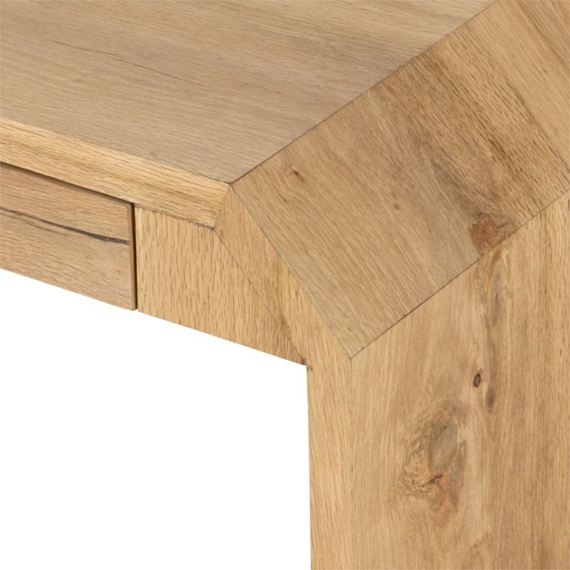 Halston Natural Oak Wood Desk with Drawers