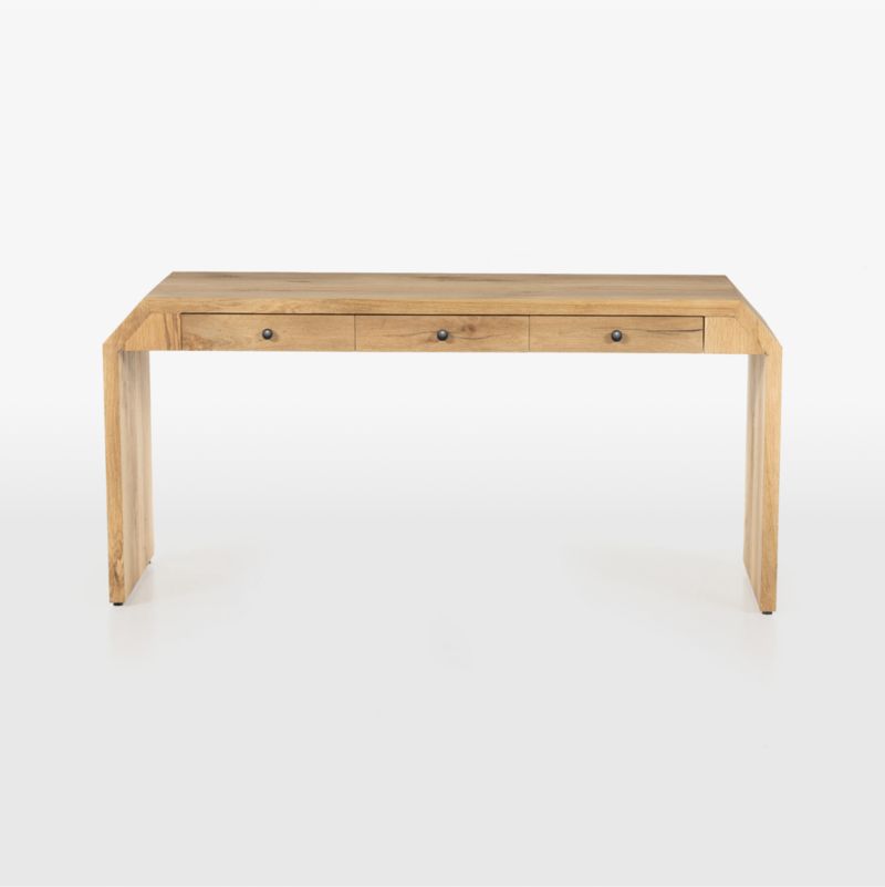 Halston Natural Oak Wood Desk with Drawers