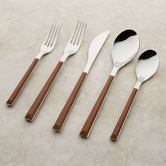 Hamlin Faux Wood Handle Flatware 5-Piece Set