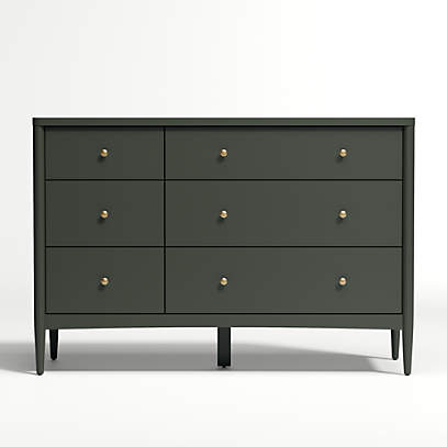 Kids Hampshire 6 Drawer Olive Green, Modern 6 Drawer White Bedroom Dresser For Storage In Gold Color